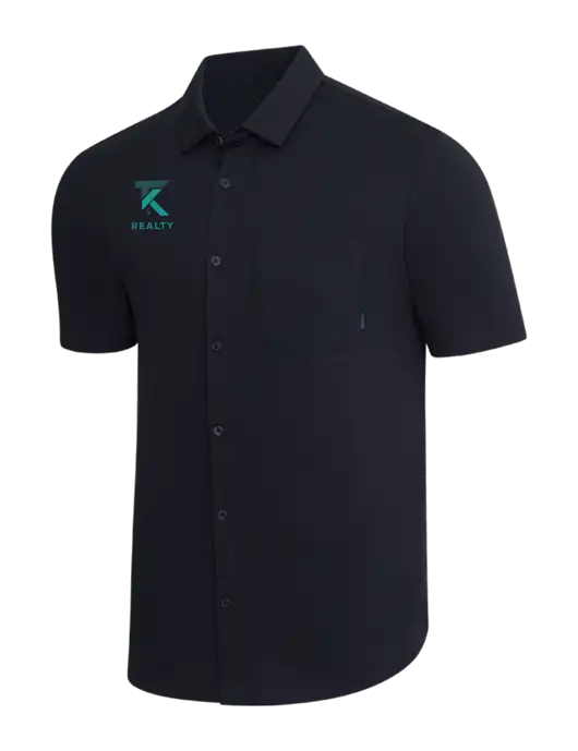 OGIO Black Extend Short Sleeve Button Up Shirt w/TK Realty Logo
