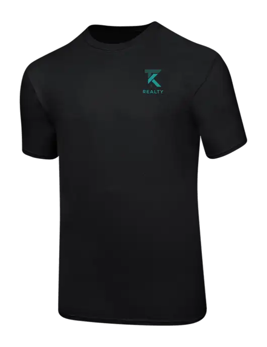 Ring Spun Jet Black 4.5 oz T-Shirt w/TK Realty Logo