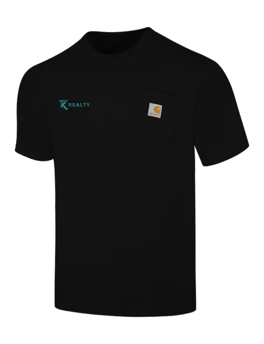 Carhartt Workwear Black Pocket Short Sleeve T-Shirt w/TK Realty Logo