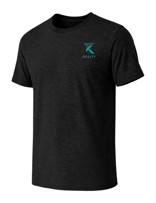 BELLA+CANVAS Black Heather CVC Short Sleeve Tee w/TK Realty Logo