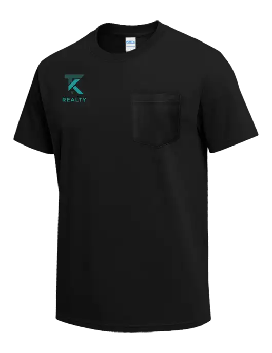 Black Heavyweight 6.1 oz Pocket T-Shirt w/TK Realty Logo