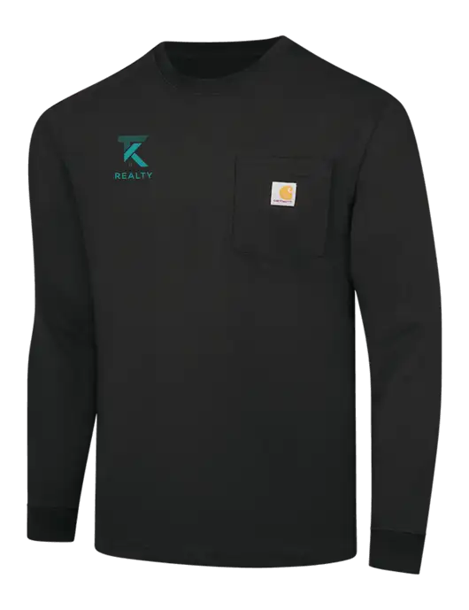 Carhartt Black Workwear Pocket Long Sleeve T-Shirt w/TK Realty Logo