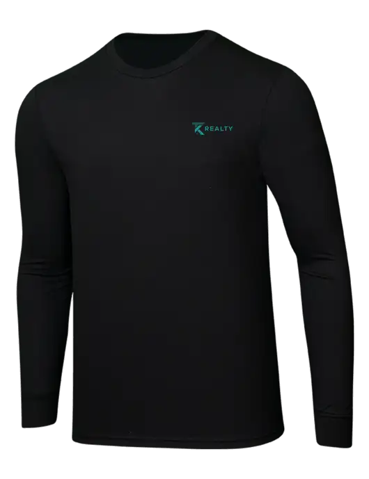 Simply Soft Long Sleeve Black 4.5 oz, Poly/Combed Ring Spun Cotton T-Shirt w/TK Realty Logo