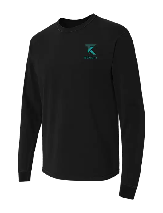 Comfort Colors Garment-Dyed Black Heavyweight Long Sleeve T-Shirt w/TK Realty Logo