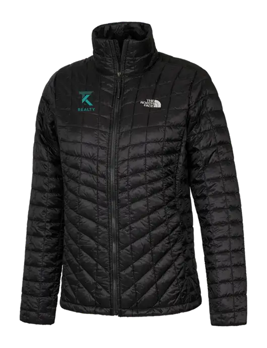 North Face Womens Black ThermoBall Trekker Jacket w/TK Realty Logo