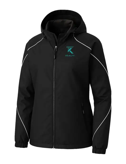 Womens Angle 3-in-1 Black Jacket with Fleece Liner w/TK Realty Logo, TK Realty Logo
