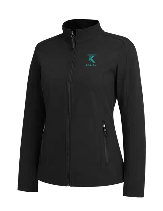Black Womens Core Soft Shell Jacket w/TK Realty Logo