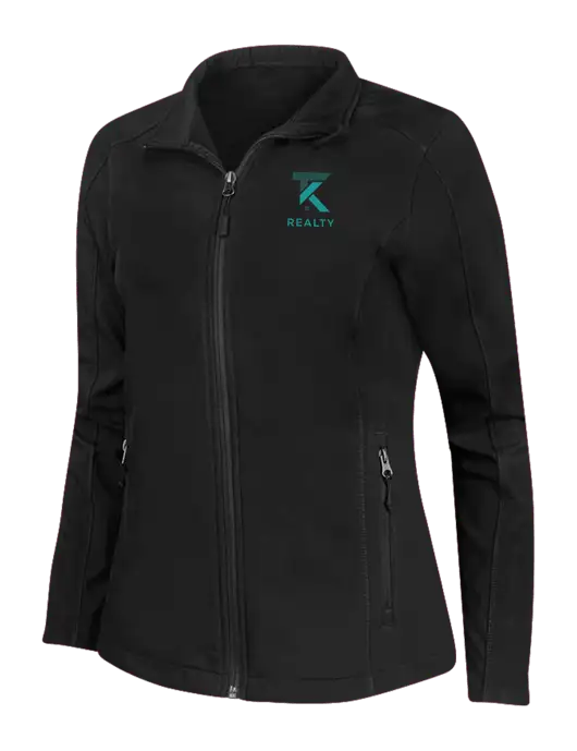 Black Womens Core Soft Shell Jacket w/TK Realty Logo