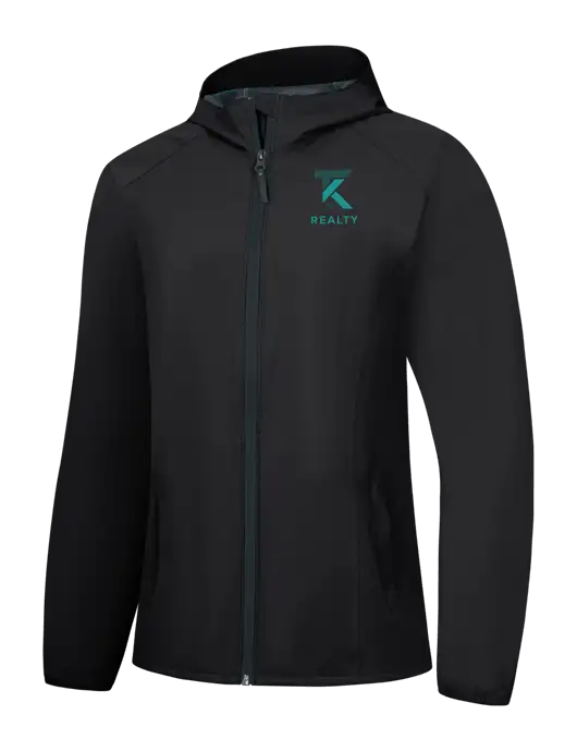 Womens Black Essential Rain Jacket w/TK Realty Logo