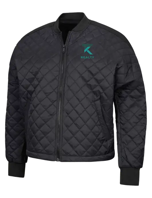 Mercer+Mettle Black Womens Boxy Quilted Jacket w/TK Realty Logo