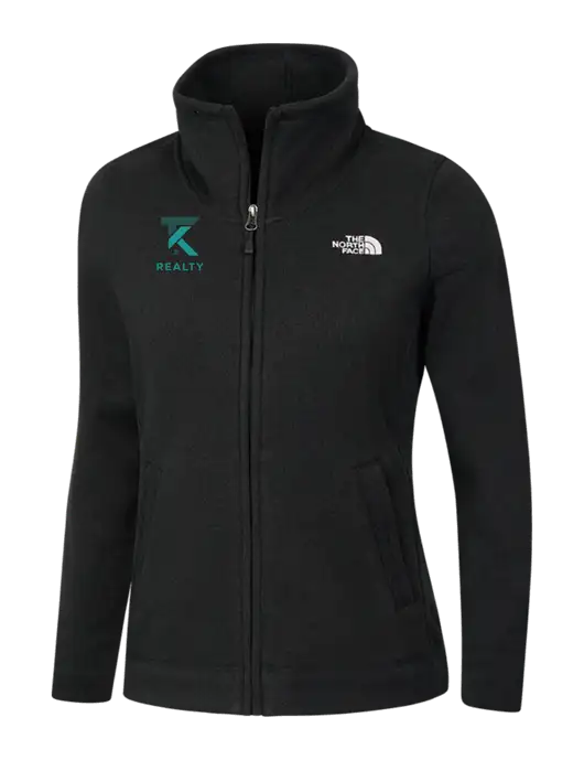 North Face Womens Black Heather Sweater Fleece Jacket w/TK Realty Logo