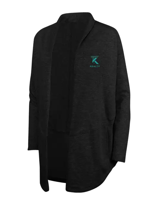 Deep Black/Charcoal Heather Womens Interlock Cardigan w/TK Realty Logo