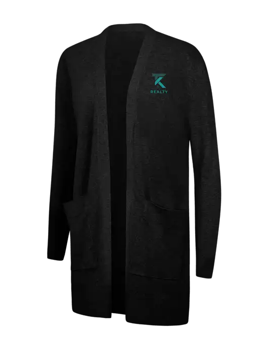 Mercer+Mettle Womens Black Open Front Cardigan Sweater w/TK Realty Logo