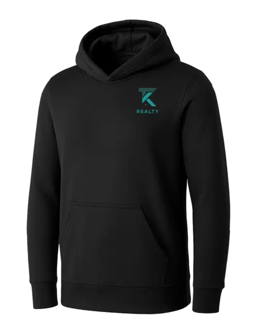 Womens Black Core Fleece Pullover Hooded Sweatshirt w/TK Realty Logo