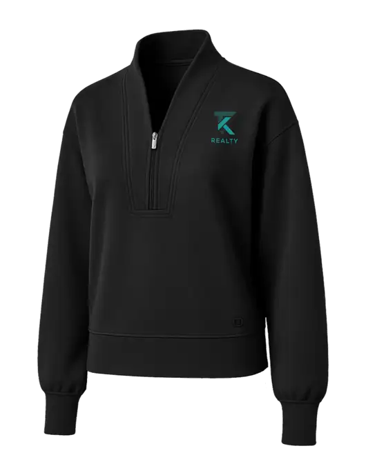 OGIO Womens Black Transcend 1/4-Zip w/TK Realty Logo