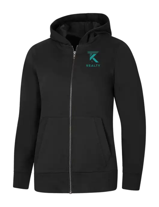 Womens Black Re-Fleece Full-Zip Hoodie w/TK Realty Logo