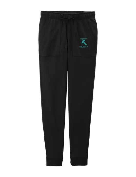 Womens Posicharge Tri-blend Wicking Black Triad Solid Fleece Jogger w/TK Realty Logo
