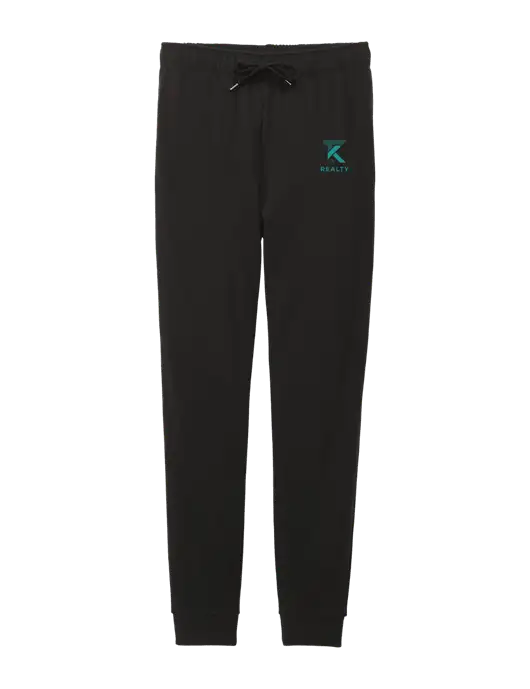 District Womens Black Mid-Rise Fleece Jogger w/TK Realty Logo