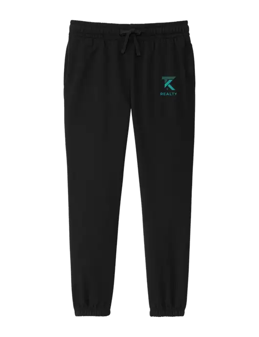District Womens Black Fleece Sweatpants w/TK Realty Logo