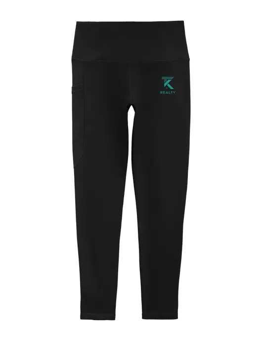 Womens Black High Rise 7/8 Legging w/TK Realty Logo