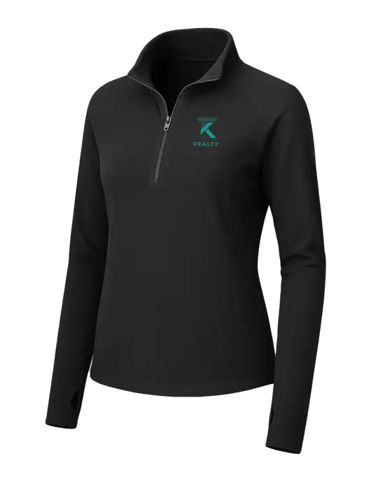Womens Black Microfleece 1/2 Zip Pullover w/TK Realty Logo