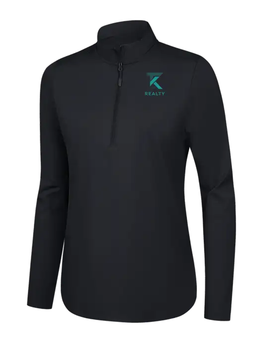  Womens Black C-FREE Double Knit 1/4-Zip w/TK Realty Logo
