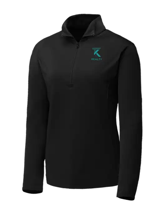 Black Womens Posicharge Competitor ¼ Zip Pullover w/TK Realty Logo