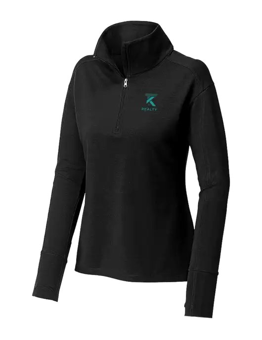 Womens Sport-Wick Flex Fleece Black 1/4-Zip w/TK Realty Logo