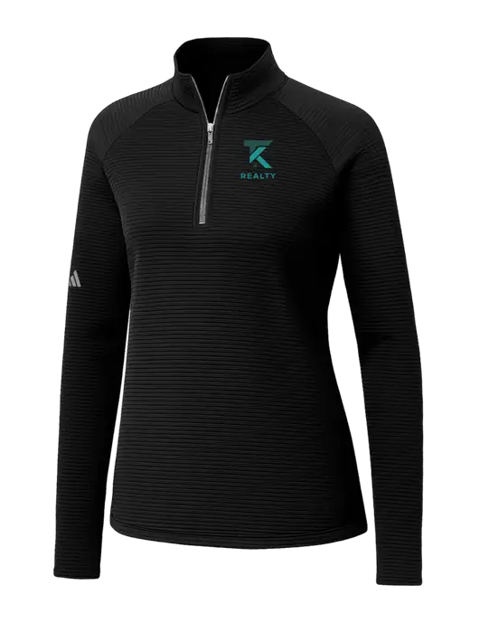 Adidas Womens Black Spacer Quarter-Zip Pullover  w/TK Realty Logo