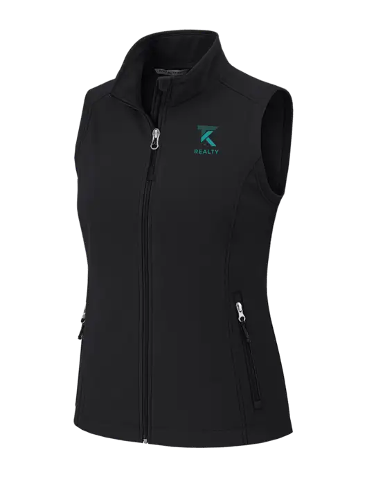 Black Womens Core Soft Shell Vest w/TK Realty Logo
