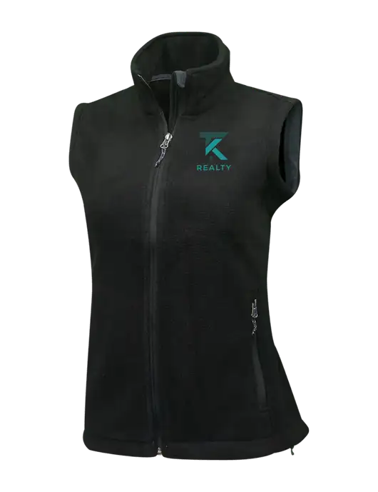 Womens Black Fleece Vest w/TK Realty Logo