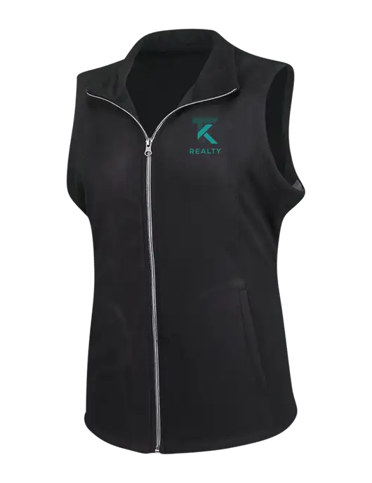 Black Womens Microfleece Vest w/TK Realty Logo