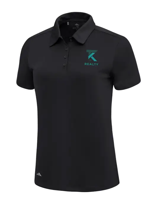 Adidas Black Womens Ultimate Solid Polo w/TK Realty Logo