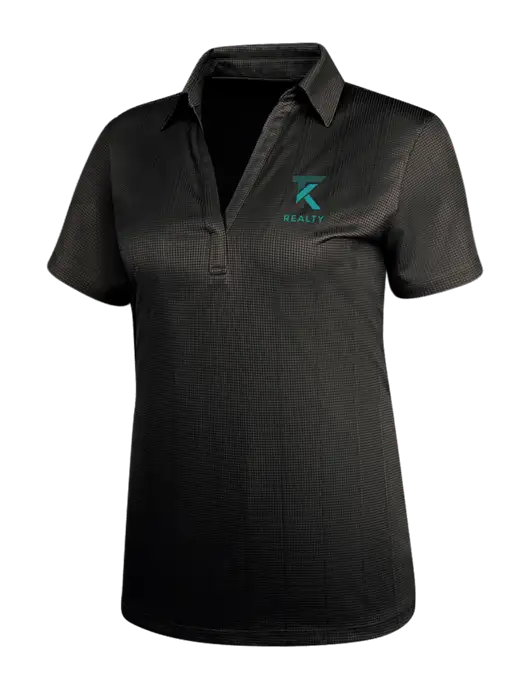 Black Womens Performance Fine Jacquard Polo w/TK Realty Logo