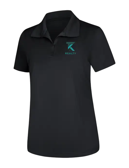 Womens Black Micropique Sport-Wick Polo w/TK Realty Logo