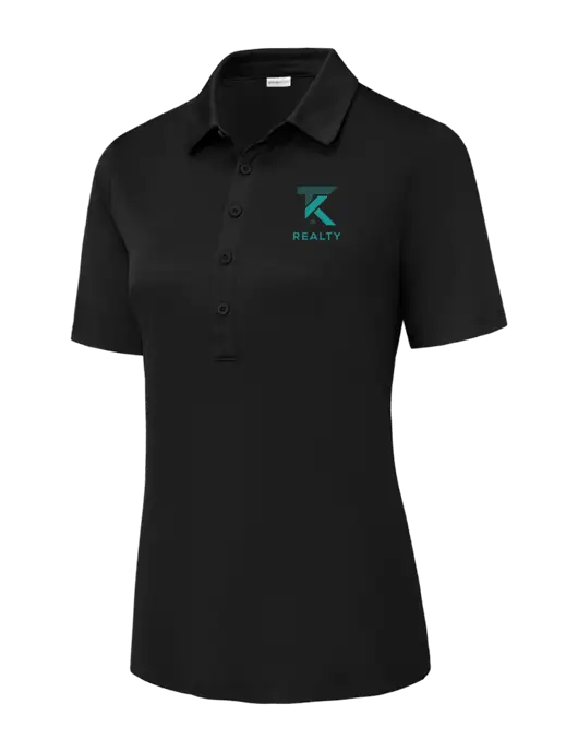 Black Womens Posi-UV Pro Polo w/TK Realty Logo