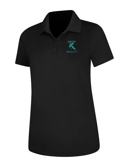 Black Womens Dry Zone UV Mesh Polo w/TK Realty Logo