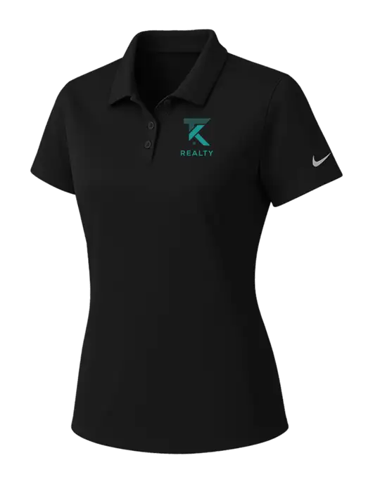 Nike Womens Black Dry Essential Solid Polo w/TK Realty Logo