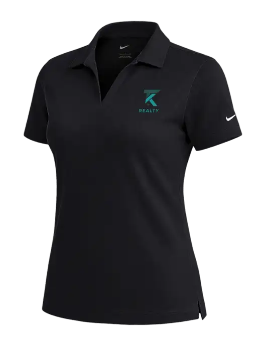 NIKE Black Womens Dri-Fit Micro Pique Polo w/TK Realty Logo