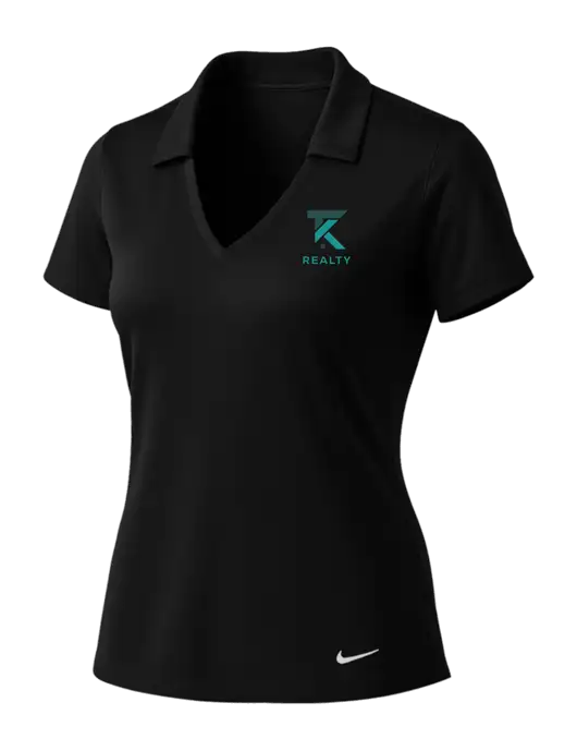 NIKE Black Womens Dri-Fit Vertical Mesh Polo w/TK Realty Logo