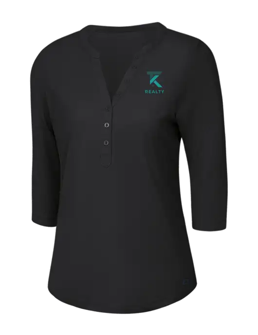 OGIO Blacktop Jewel Henley w/TK Realty Logo