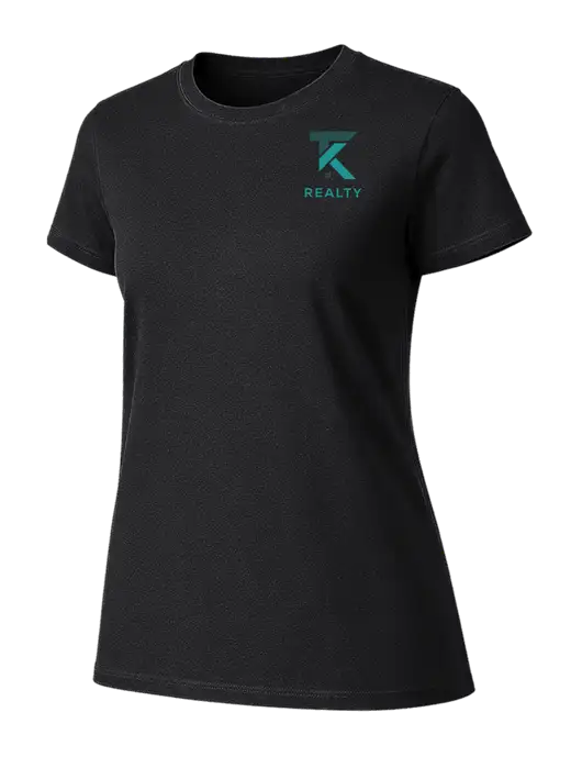 Womens Ring Spun Jet Black 4.5 oz T-Shirt w/TK Realty Logo