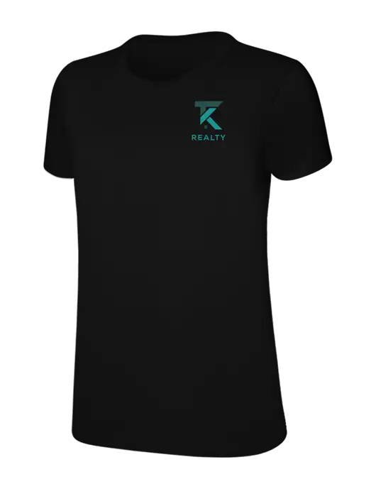 Womens Ring Spun Jet Black 4.5 oz T-Shirt w/TK Realty Logo