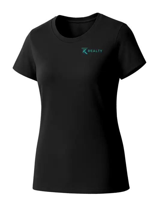 Womens Seriously Soft Black T-Shirt w/TK Realty Logo