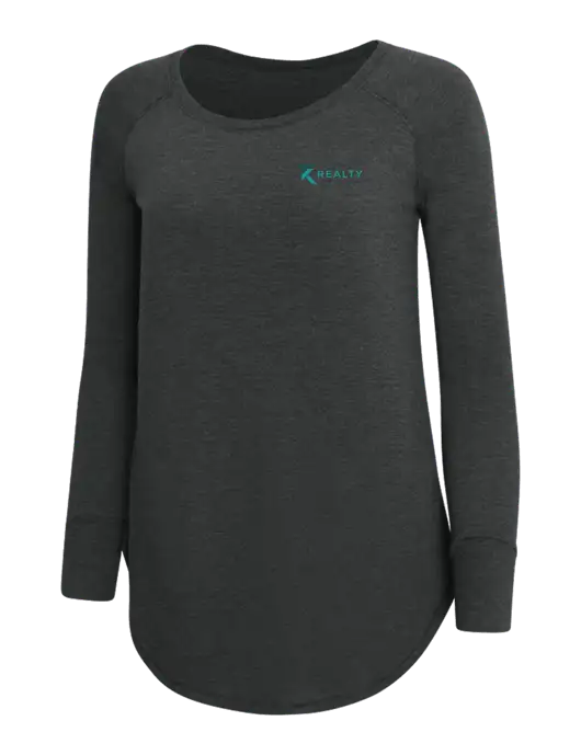 Womens Perfect Wide Collar Tunic Tri-Blend Black Frost 4.5 oz T-Shirt w/TK Realty Logo